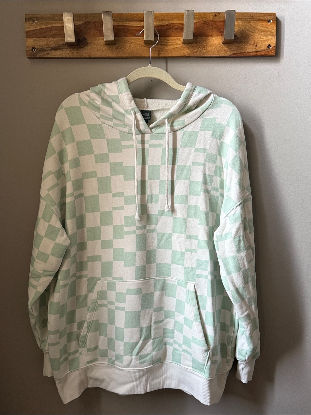 Wild Fable - Mint Green and White Checker Hoodie